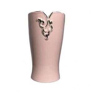 Pretty Pink Glazed Ceramic Flower Vase 8"